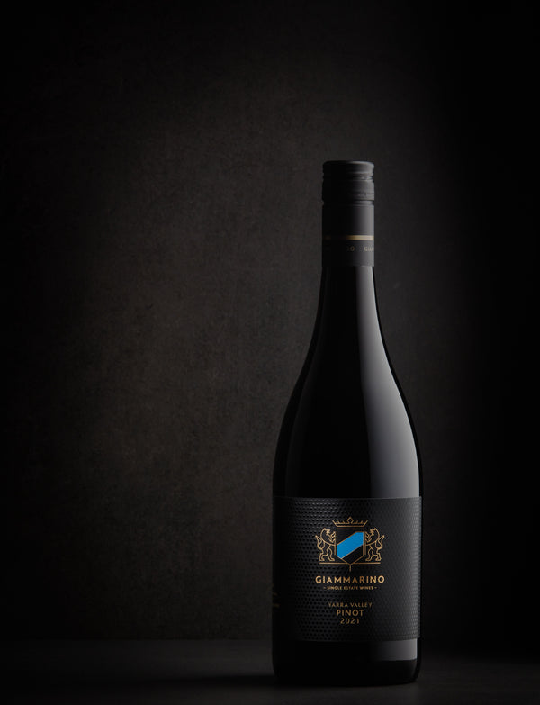 Our 2021 Pinot Noir, a single estate wine produced in the Yarra Valley by Giammarino Wines.